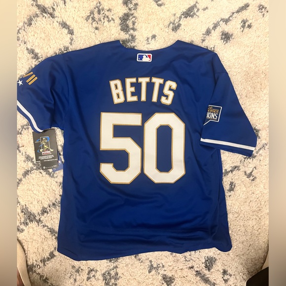 NWT RARE LA Dodgers Mookie Betts World Series Champs 2020 baseball jersey!! ⚾️💙 - Picture 9 of 10
